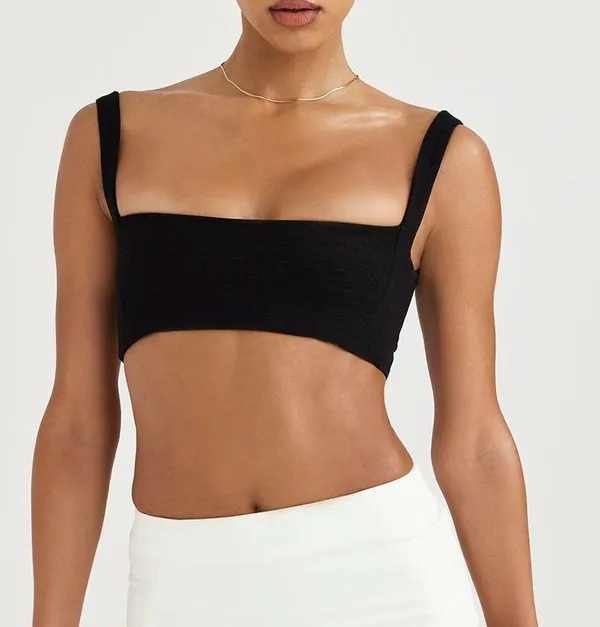 House of CB Luciana Black Pleated Bandeau Top - Image 2