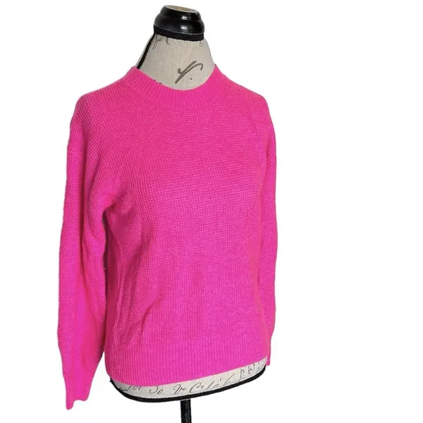 Gap Womens Sweater Size XS Ribbed Waffle Pullover Fuchsia Pink Long Sleeve - Image 2