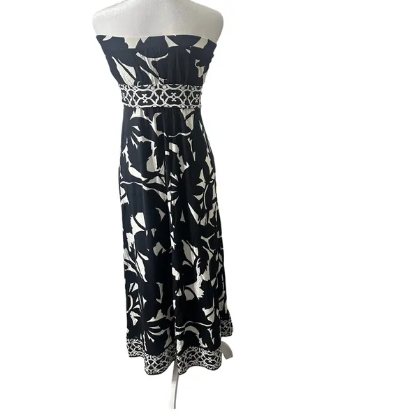 White House Black‎ Market Strapless Maxi Dress XS Black Ivory Y2K Graduation - Image 2