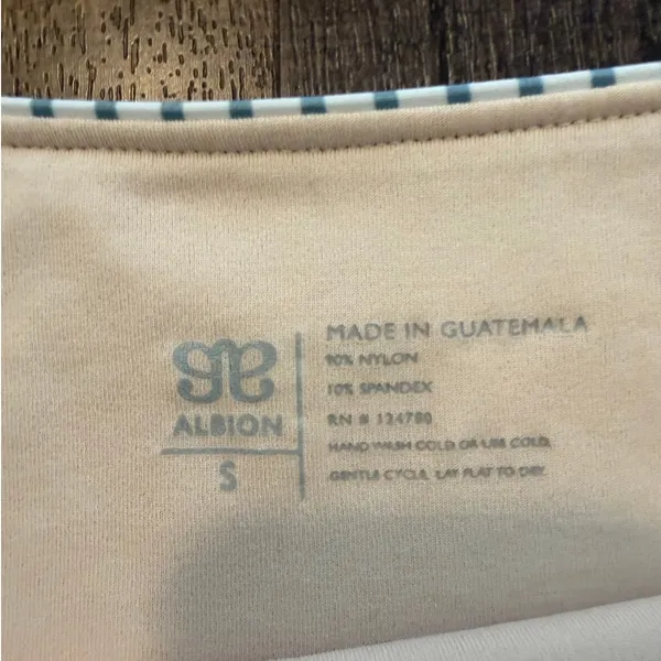 Albion Fit High Waisted Bikini Bottoms Blue White Stripe Size Small - Image 2