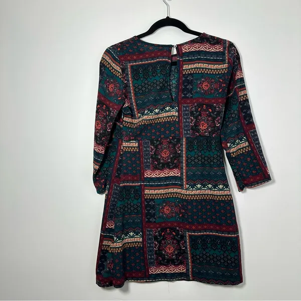 Abercrombie & Fitch Women’s Aztec Geometric Print 3/4 Sleeve Mini Dress Size S - Image 3