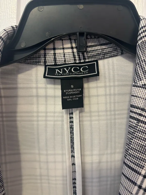 New York Clothing Co. Black & White Plaid Blazer Jacket - Size Small - Image 2