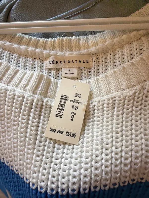 Aeropostale Italia Graphic Knit Sweater White Blue - Image 8