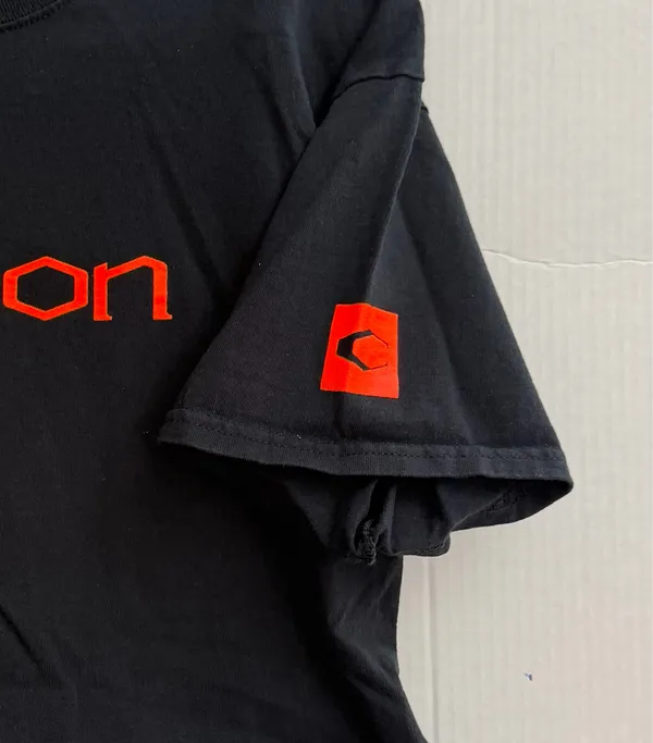 Carbon 38 Mens Black Short Sleeve Tee with Orange Logo - Image 2
