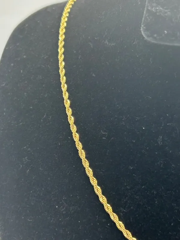 Real Gold Rope Chain Necklace 2mm 20 Inch Plated Unisex Durable Clean Lifetime - Image 2