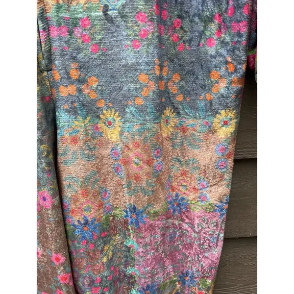 Natural Life Floral Soft Fleece Pajama Jumpsuit Large Zip-up Boho Cozy Colorful - Image 11