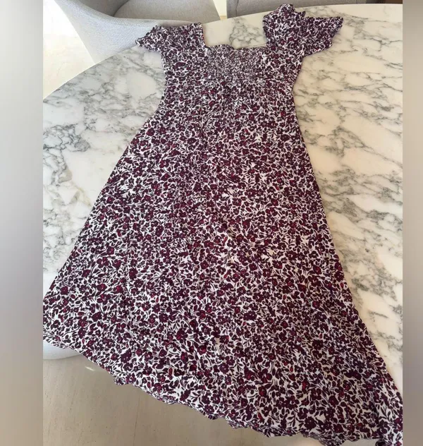 NWT Madewell Puff Sleeve Sweetheart Midi Dress in Floral 4 need left arm elastic - Image 8