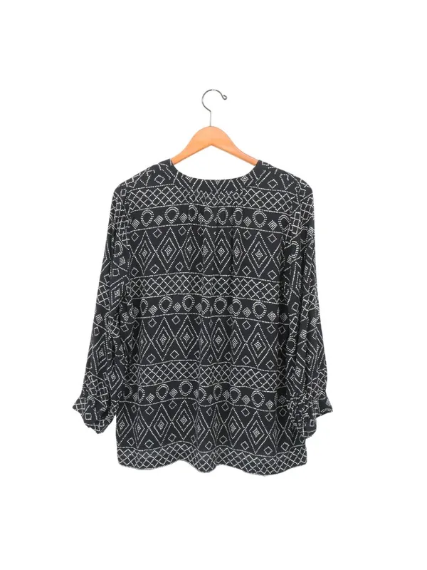 Madewell Lace Up Peasant Caravan Print Black Tassel Tie Top S - Image 6