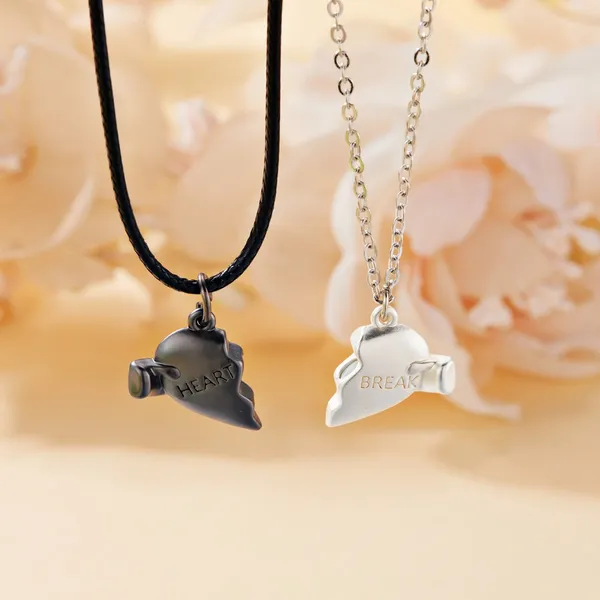 Elegant Streetwear Heart Shape Silver Plating Pendant Dual Partner Necklace - Image 2