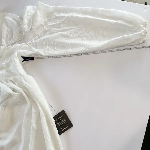 NWT Lulus Flirtatious Nature White Floral Jacquard Lace Up Midi Dress Size LARGE - Image 11