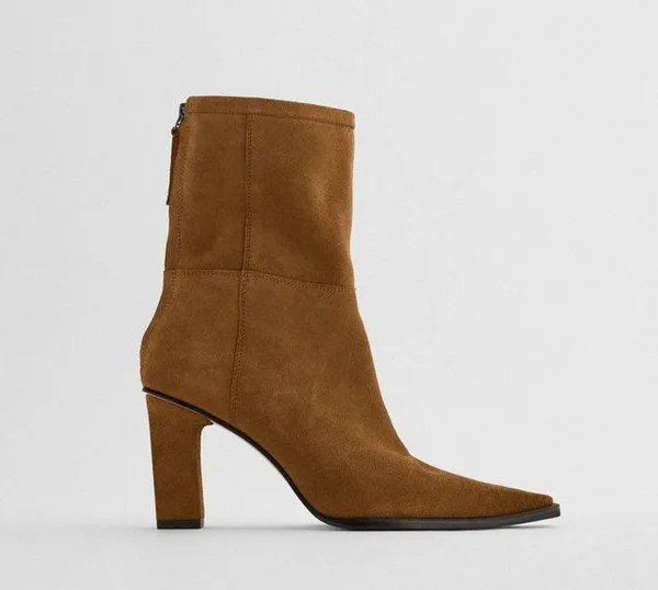 suede tan camel heeled ancle boots heels - Image 5