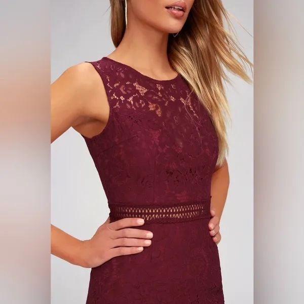 Lulus Music of‎ the Heart Lace Maxi Dress in Burgundy Size Small - Image 2