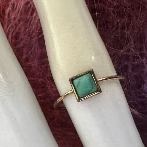 Turquoise blue square dainty ring Blue - Image 5