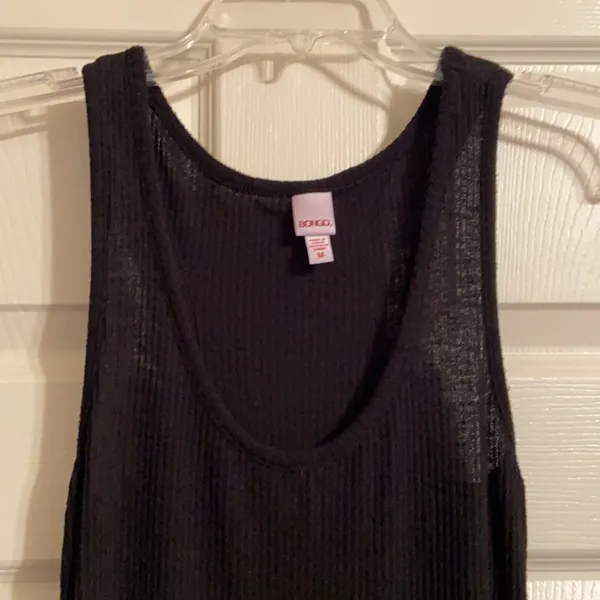 Bongo Ribbed Black Racerback Dress with Side Split - Image 2