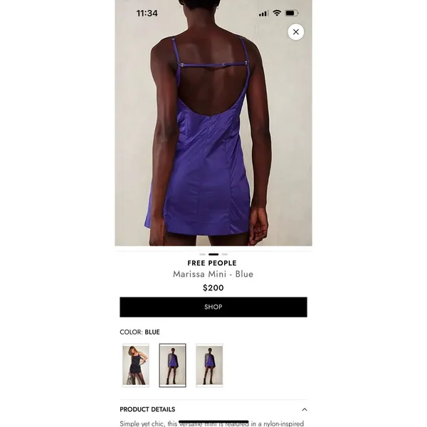 Free People Marissa Square Neck Mini Dress Size Small NWOT Purple Retails $200 - Image 4
