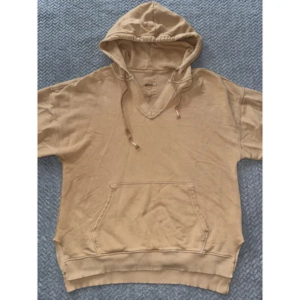 Aerie Wonder V Neck Distressed Oversized Hoodie‎ Sweatshirt Women's Size M - Image 2