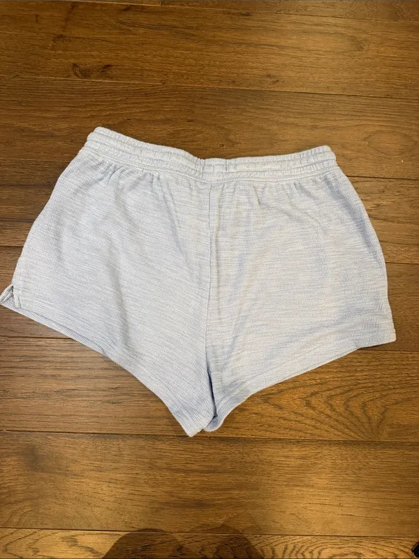 aerie Light Blue Ribbed Knit Drawstring Lounge/Pajama Shorts Medium - C54-002 - Image 5