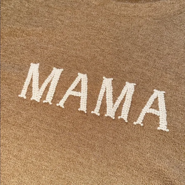 Busy Bees smocks Brown 'MAMA' Sweatshirt with Button Detail size large - Image 3