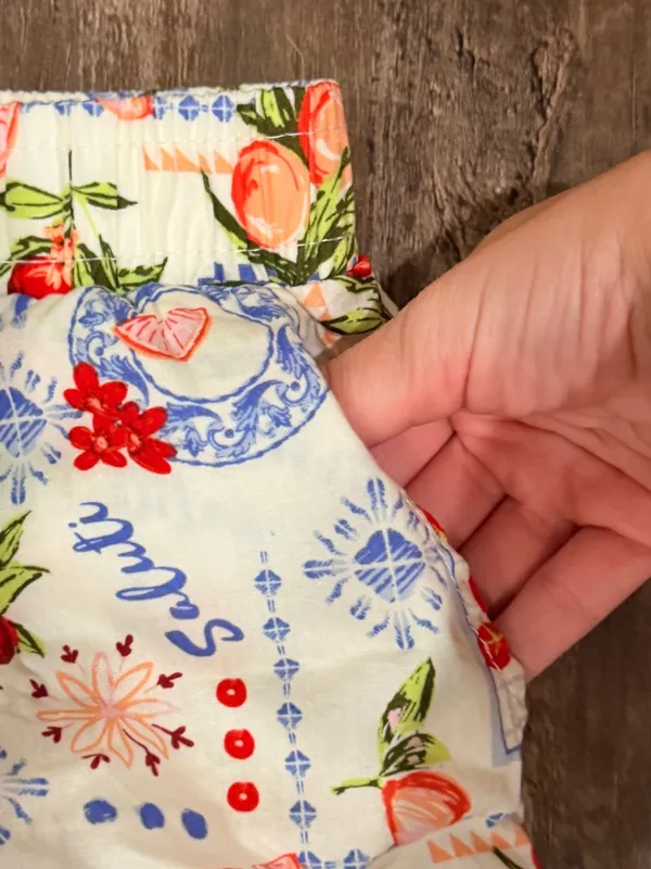 White Floral & Fruit Print Elastic-Waist Athletic Shorts - Image 3