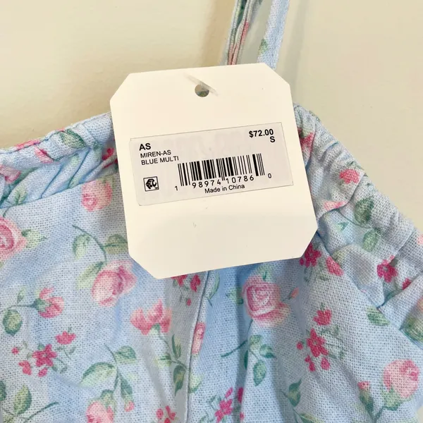 Altar'd‎ State Miren Mini Dress Blue Multi Pink Floral Smocked Back NWT Small - Image 3