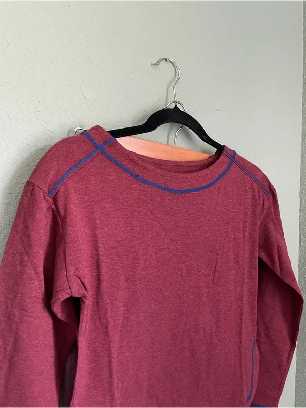 New Free People Thermal Lounge Set Henley Gorpcore Cabin Long Sleeve Maroon XS - Image 2