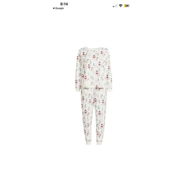 Disney Winnie The Pooh Holiday Christmas Pajama Set Top & Pants Medium Knit Cozy - Image 2