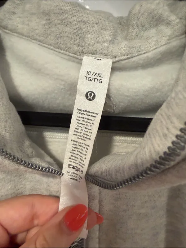 Light Grey Lululemon funnel neck Scuba Half-Zip Pullover Hoodie - Image 2