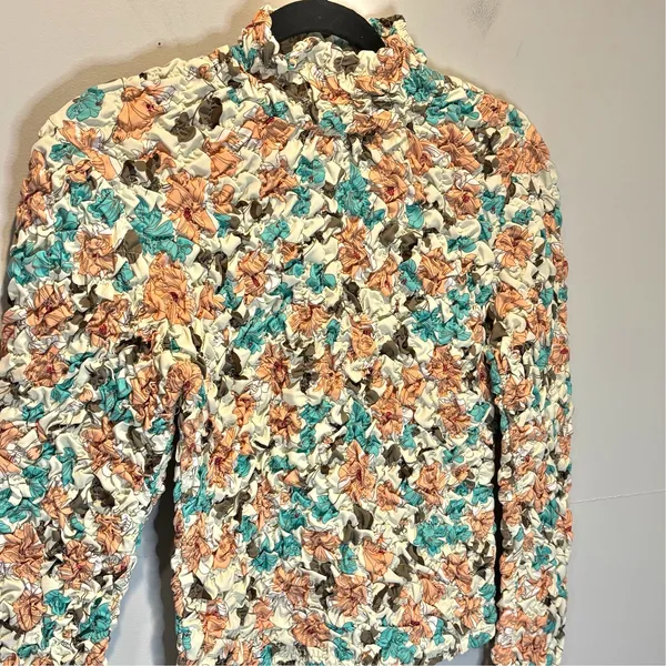 Anthropologie Dolan Printed Pebble-Smocked Turtleneck Top - size Small - Image 3