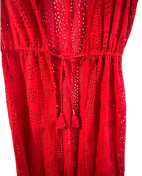 Melissa Odabash Tessa red cotton eyelet midi beach dress, size Small - Image 6