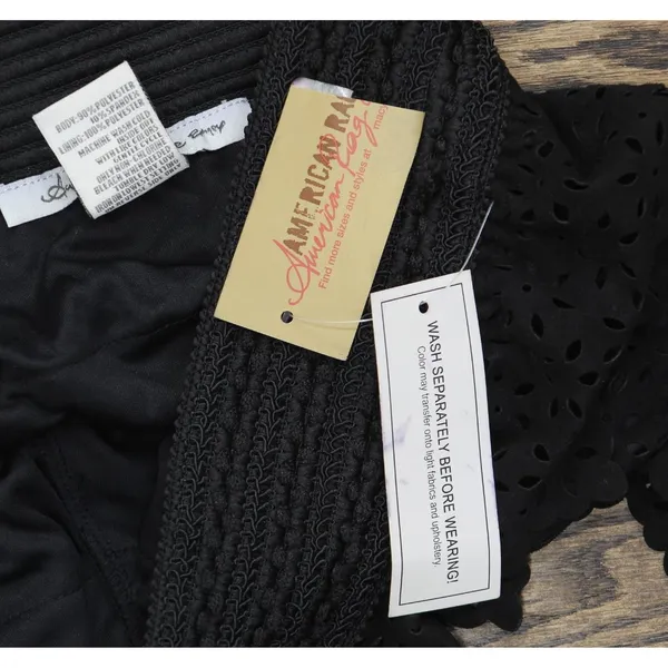 NWT American Rag Cie Laser-Cut Faux-Suede Eyelet Cropped Shorts Classic Black L - Image 7