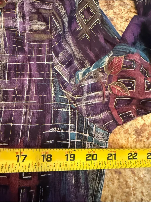 Blazer Glory VTG Purple Blue Black Floral Rayon/Acetate Blazer Sz S 9654 - Image 8