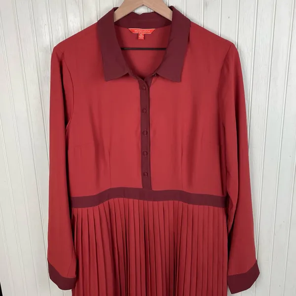 Modcloth Just My Typist Shirt Dress Women's Size XL Retro Secretary Pleated Twee - Image 4