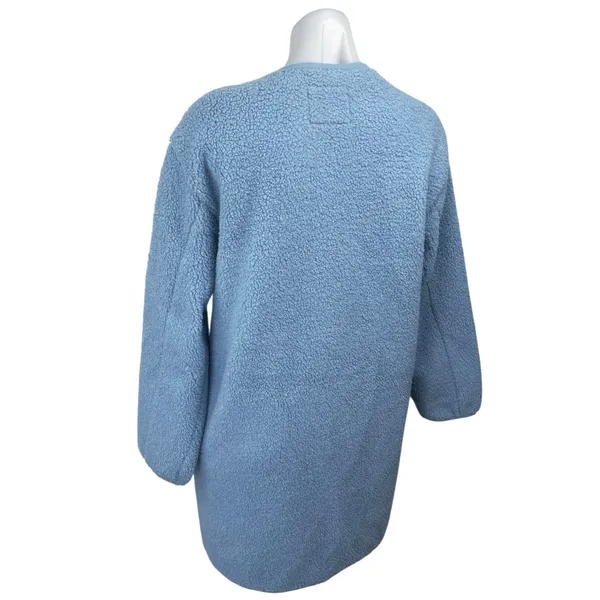 Aritzia Wilfred Free Blue Faux Sherpa Long Sleeve Snap Longline Jacket Size XS - Image 3