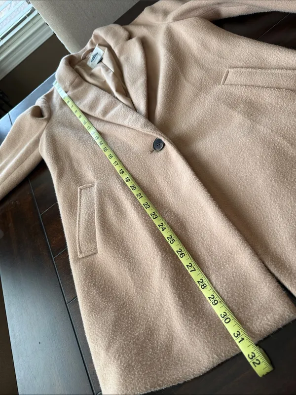 OLD NAVY Classic Camel Single-Button Wool-Blend Coat Size MP Minimalist Capsule - Image 10
