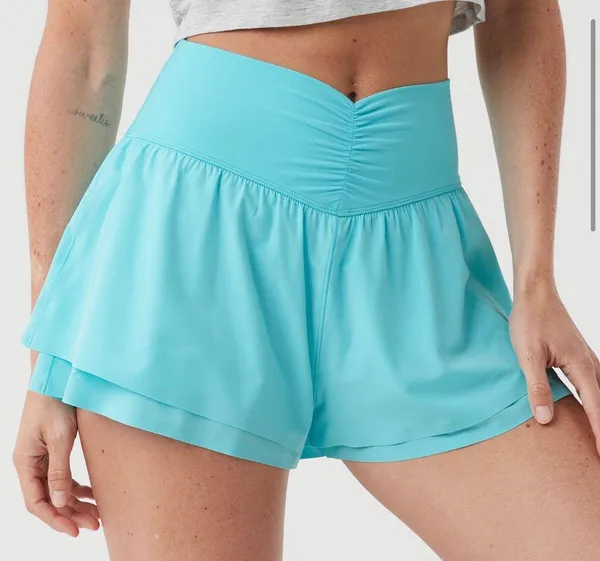 Aerie blue  real me ruched shorts - Image 7
