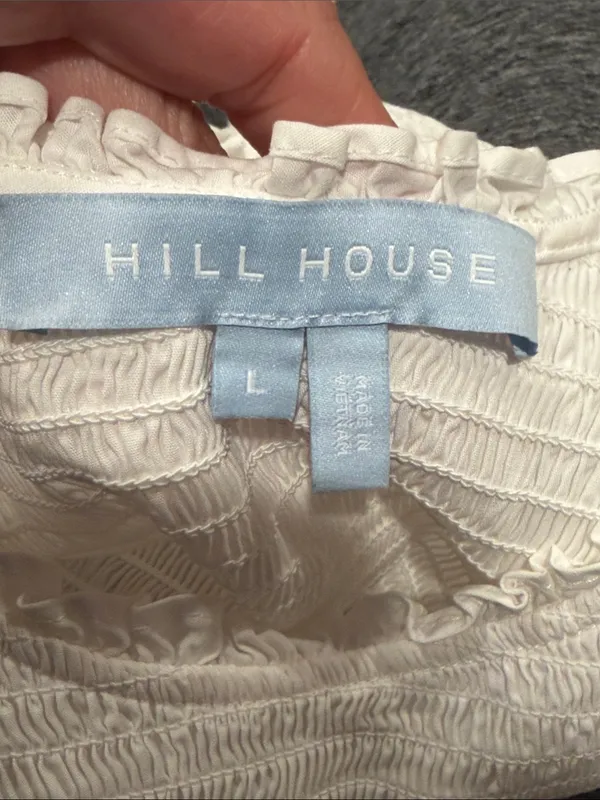 Hill House the aiko white smocked top with puff‎ sleeves large - Image 6