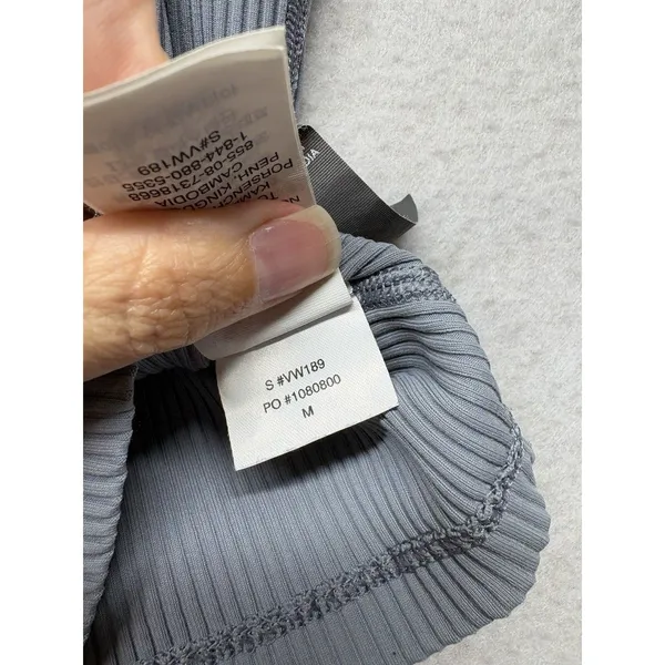 Vuori Ribbed Tank Women M Gray Blue Ribbed Strappy Cross Back VW189 No Pads - Image 3