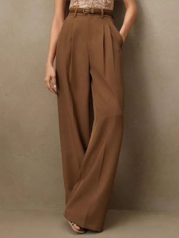 Rihoas Caramel Natural Waisted Straight Pants - Image 2