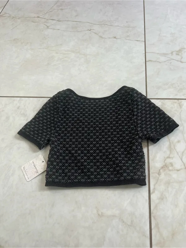 NWT Intimately Free People Black Short Sleeve Shirt Size XS/S - Image 5