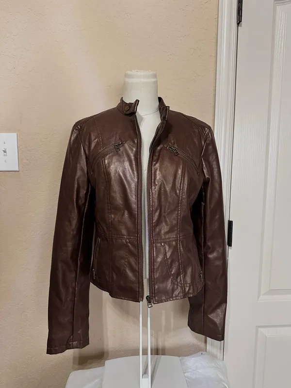 Body Central Brown leather jacket - Image 2