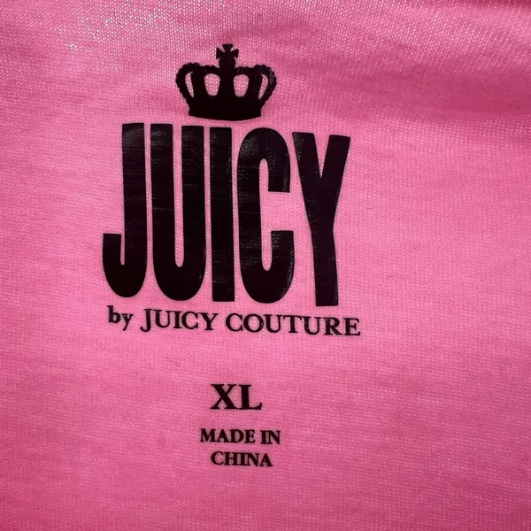 Juicy Couture pink baby tee XL juice box fitted cap sleeve retro cropped - Image 4