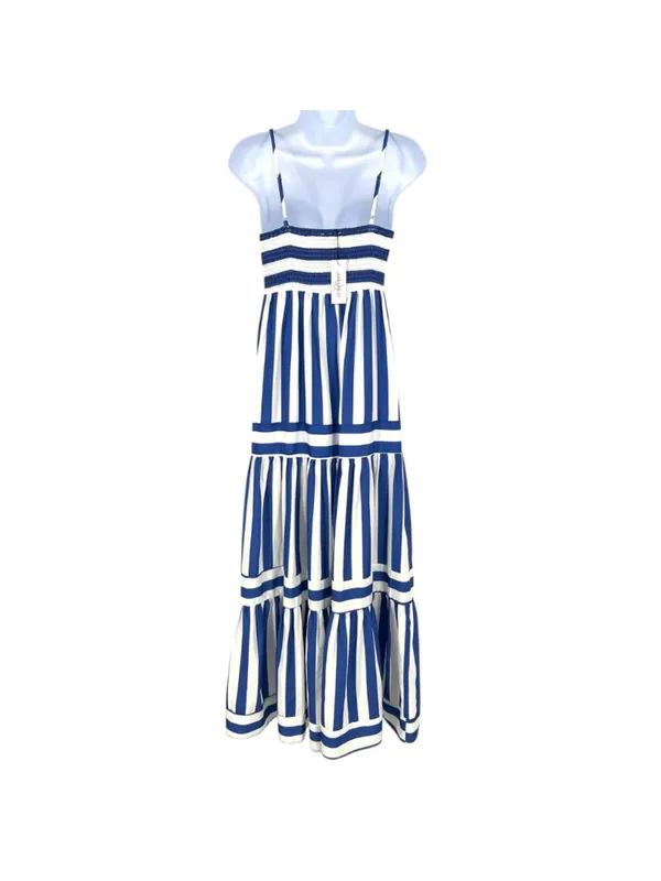 Urban Daizy Nautical Stripe Maxi Dress Blue White Tiered Sun Dress Medium NWT - Image 8