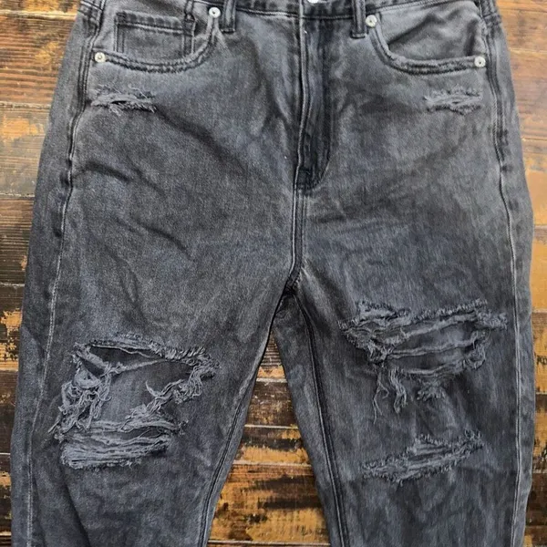 American Eagle black destroyed normcore 4 mom jeans - Image 2