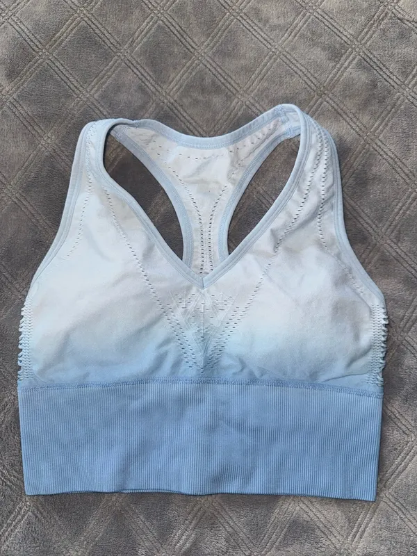 PINK Victoria Secret seamless leggings and top set perforated, light blue - Image 4