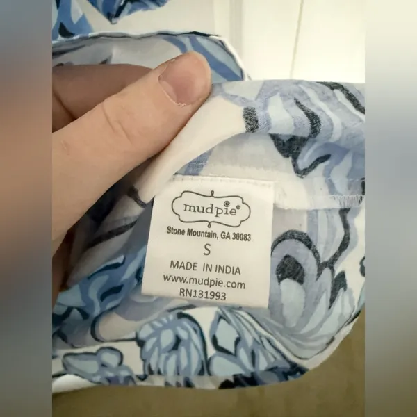 NWT Mud Pie Anderson Top Cotton Boxy Blouse Blue White Floral Size Small - Image 10
