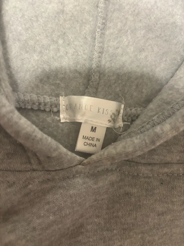 Adorable Floral Hoodie Gray Size M - Image 3