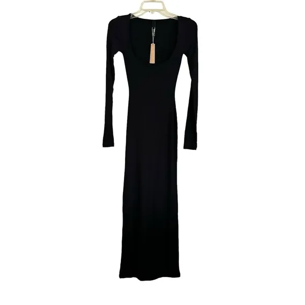Skims Women's Solid Soft Lounge Long Sleeve Dress Onyx Size Small NWT - Image 5