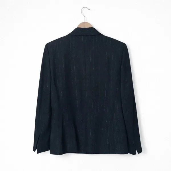 Tahari Black Pinstripe Pantsuit Women’s 10 Blazer & Trousers Career Suit Set - Image 3