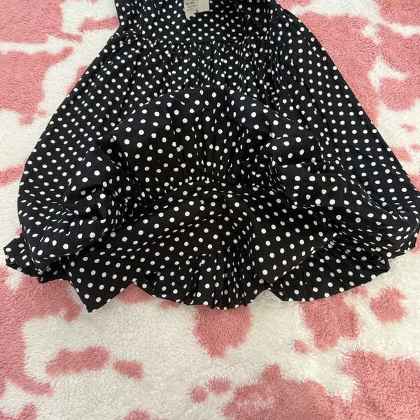 ✨ NWT Vintage-Inspired Black & White Polka Dot Bubble Hem Strapless Mini Dress ✨ - Image 4