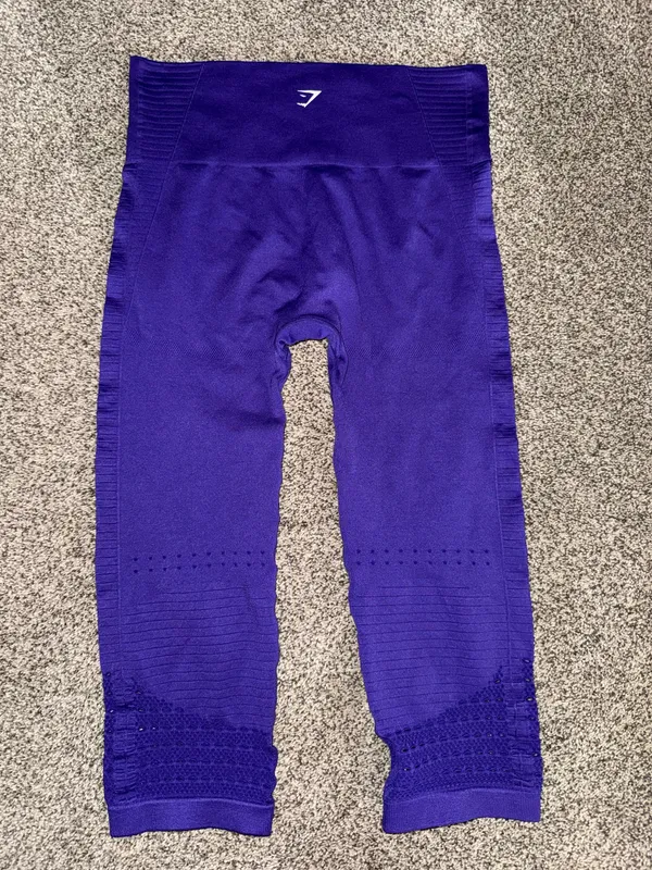 Gymshark Energy Seamless Cropped Leggings in Indigo Purple, Size Large - Image 4